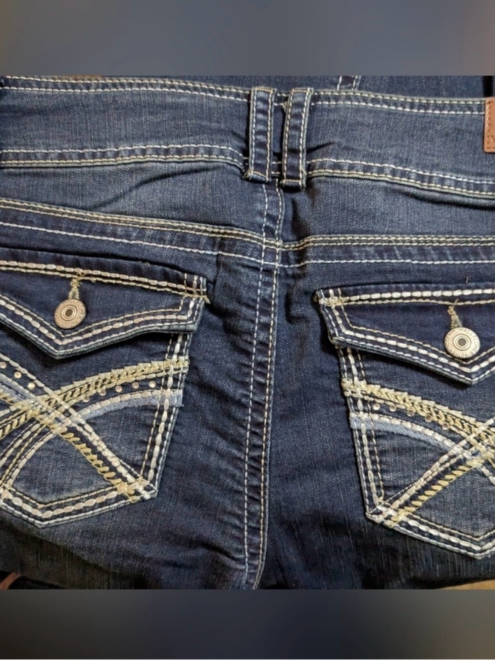 Wallflower Dark Blue Flare Jeans with Contrast Stitching - Picture 5 of 5